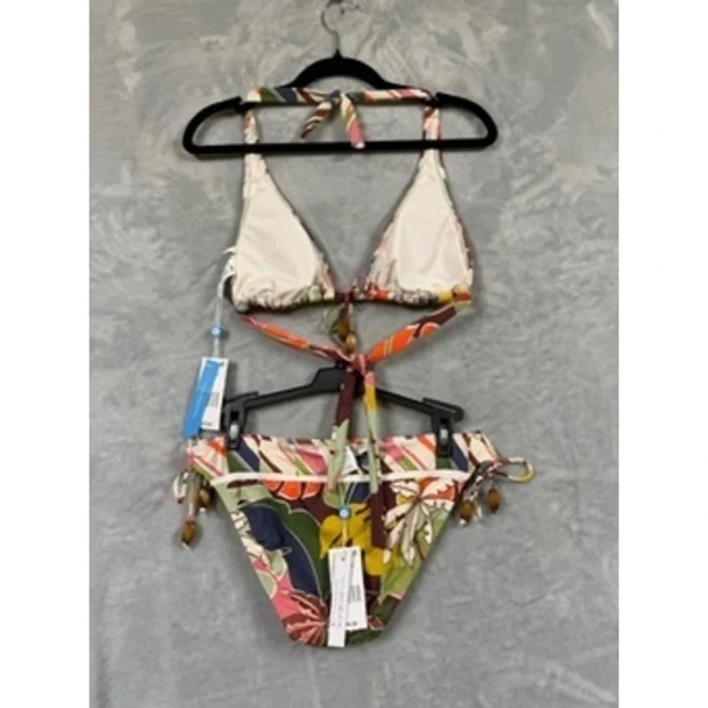 NWT Bleu Rod Beattie Bikini Set Womens Multicolor Tropical 2PC Swimsuit S $150